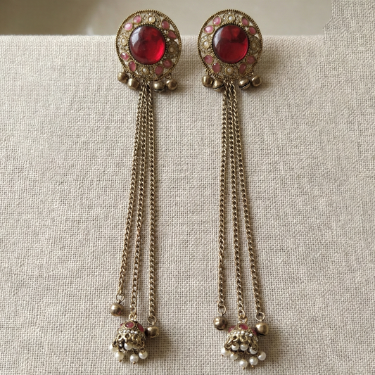 Mrinmayi Traditional Kashmiri Jhumka Long Earrings for Women