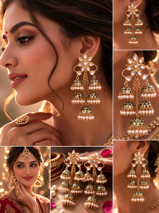 Mrinmayi Gold Plated Jhumka Drop Earrings for Women