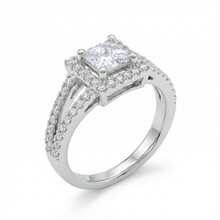 Mrinmayi Alloy Silver-Plated Halo Princess Cut CZ Adjustable Ring