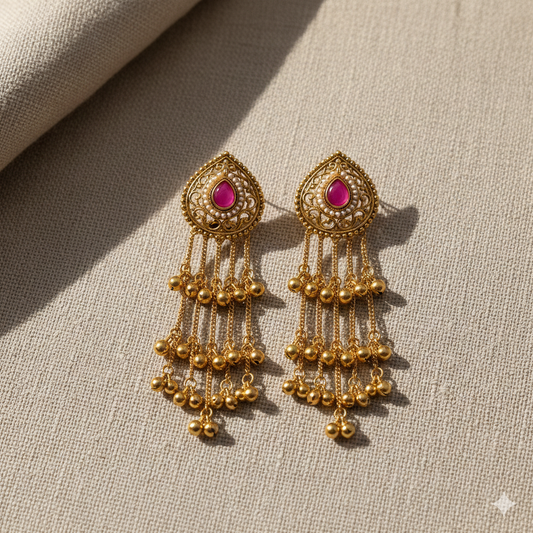 Mrinmayi Gold Plated Traditional Jhumka Earrings