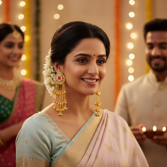 Mrinmayi Gold Plated Traditional Jhumka Earrings