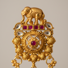 Mrinmayi Royal Elephant Temple Gold Plated Long Jhumka Earrings for Women