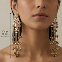 Mrinmayi Gold Plated Pink Stone Chandbali Drop Earrings for Women