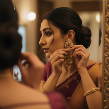 Mrinmayi Gold Plated Pink Stone Chandbali Drop Earrings for Women