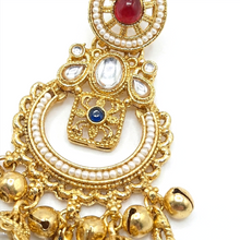 Mrinmayi Gold Plated Kundan Chandbali Long Earrings for Women with Red Stone & Pearl Tassels