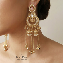Mrinmayi Traditional Indian Gold Plated Pink Long Earrings for Women