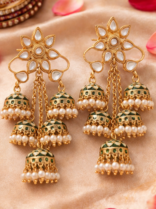 Mrinmayi Gold Plated Jhumka Drop Earrings for Women