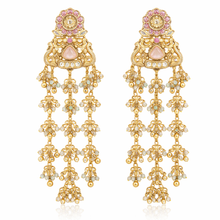 Mrinmayi Gold Plated Pink Jhumka Earrings for Women & Girls