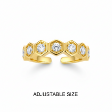 Mrinmayi Gold-Plated Hexagon CZ Adjustable Ring for Women