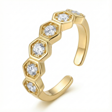 Mrinmayi Gold-Plated Hexagon CZ Adjustable Ring for Women