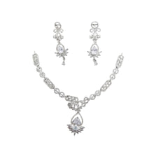 Mrinmayi Silver-Plated White CZ Floral Vine Cubic Zirconia Necklace