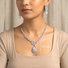 Mrinmayi Silver-Plated White CZ Floral Vine Cubic Zirconia Necklace