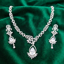 Mrinmayi Silver-Plated White CZ Floral Vine Cubic Zirconia Necklace